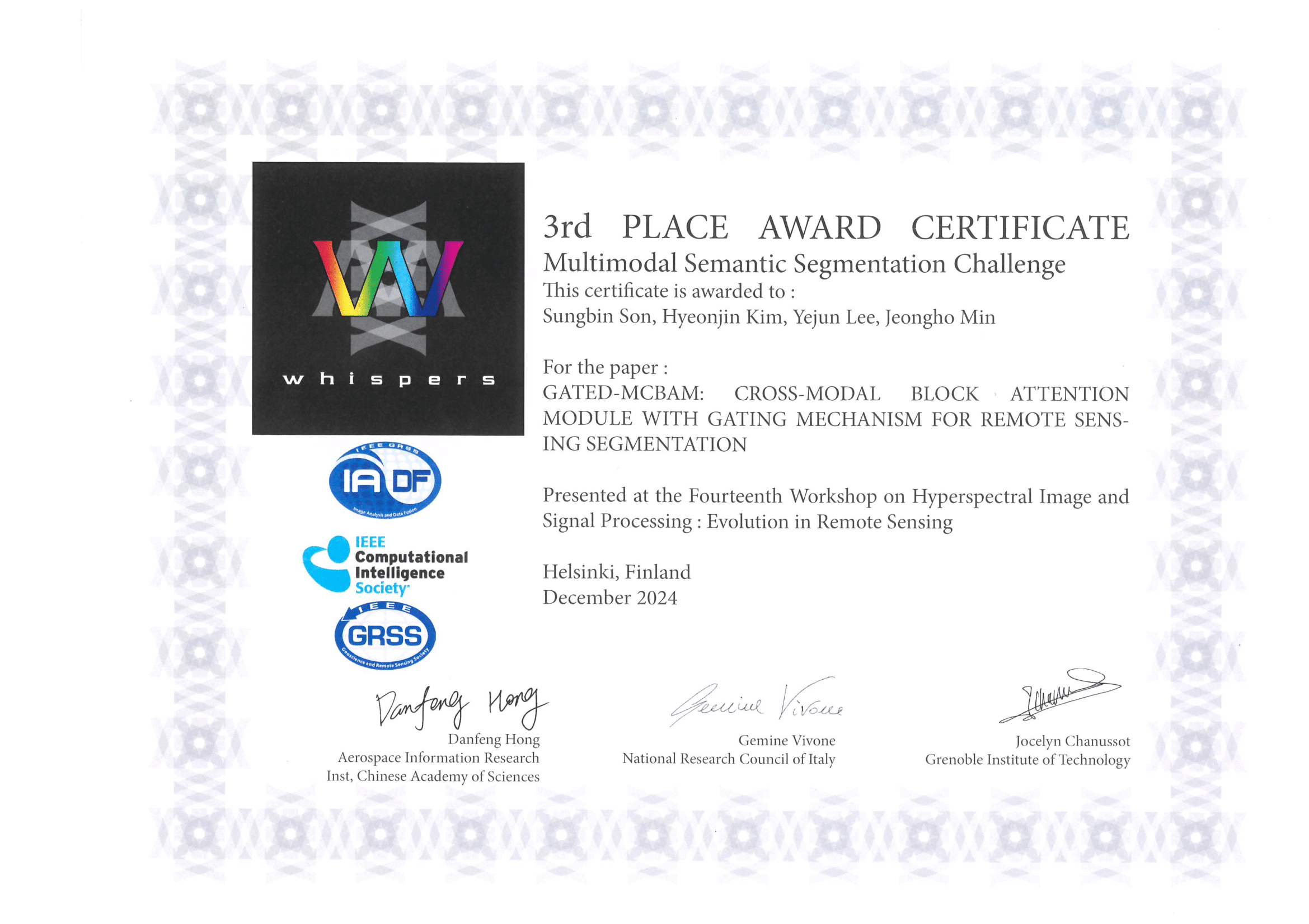 MMSeg-YREB Award Certificate